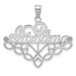 Million Charms 14k White Gold GRANDMA Birthstone Charm Holder Pendant